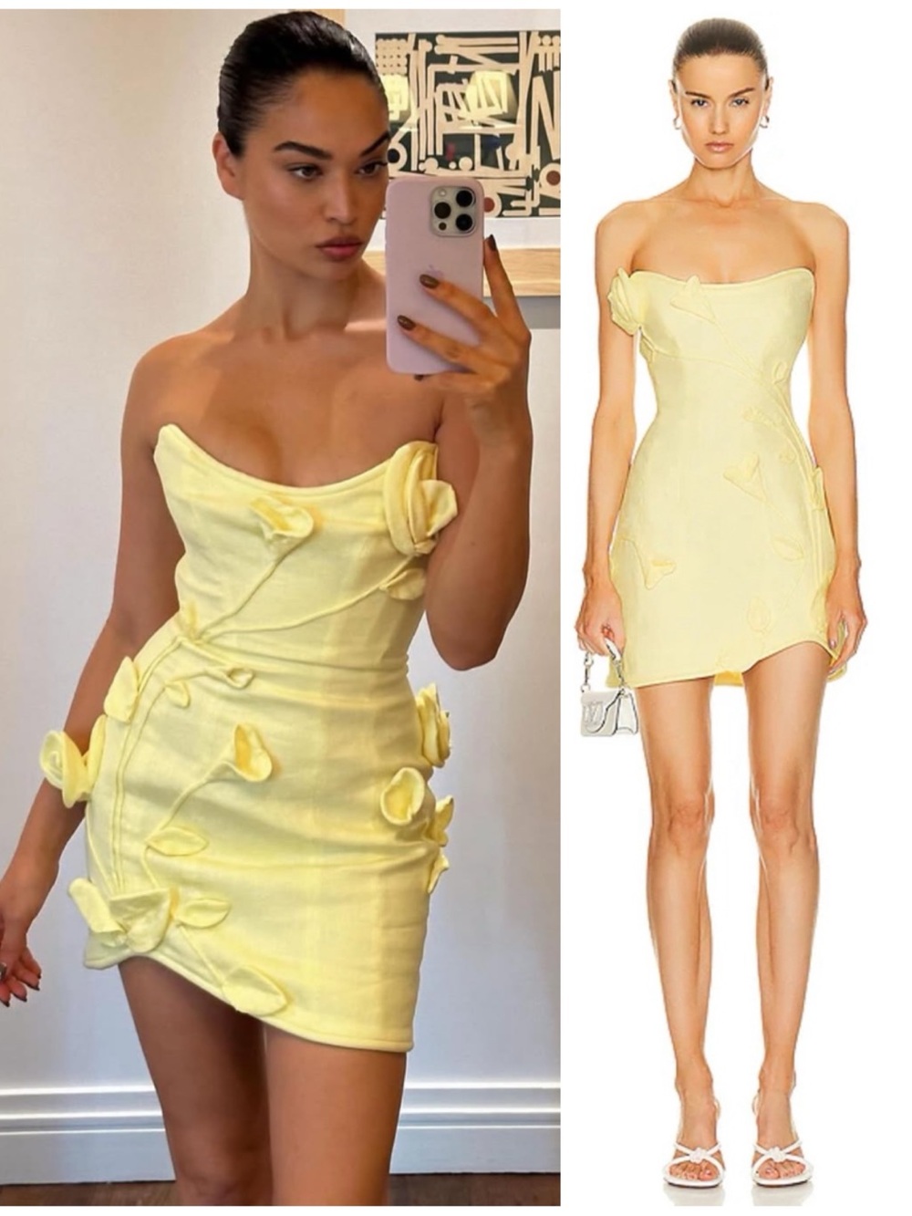 NWT Zimmermann Matchmaker Rose Appliqué Mini Dress in Lemon Yellow Size US 6